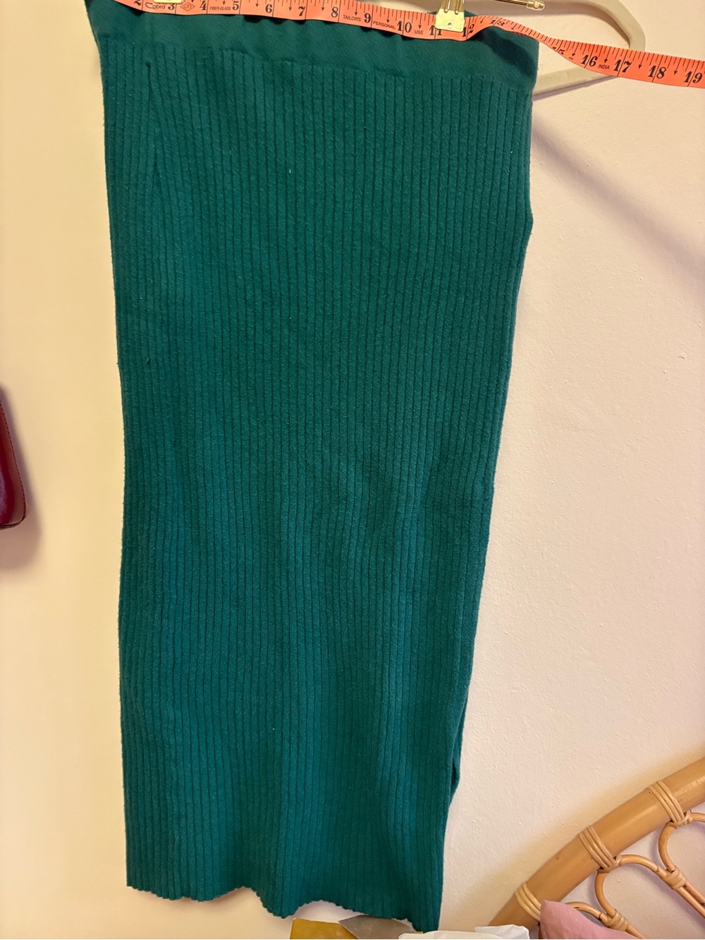 Green Ribbed Knit Women's Skirt